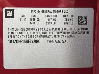 2011 Chevrolet Malibu 4dr Sdn LT w/2LT