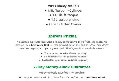 2018 Chevrolet Malibu 4dr Sdn LT w/1LT