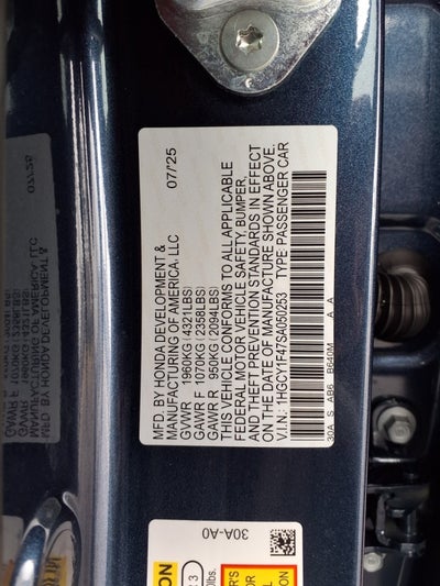 2025 Honda Accord Sedan SE CVT