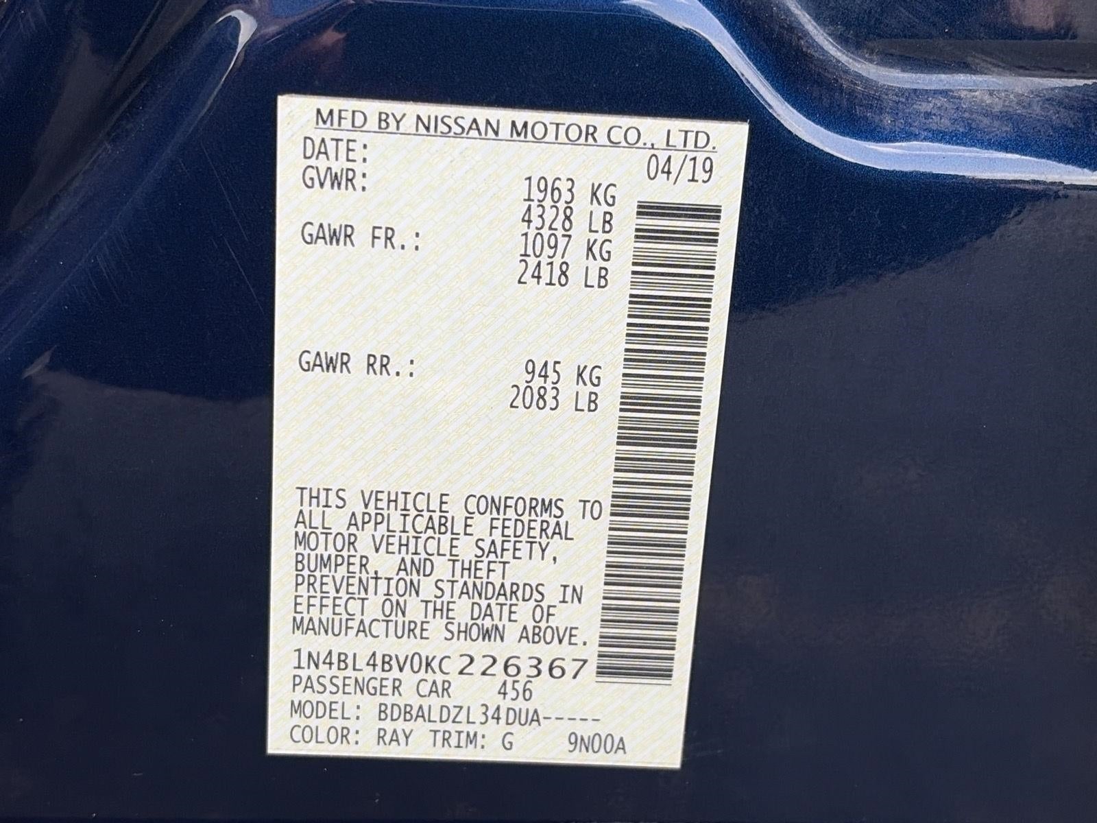 2019 Nissan Altima 2.5 S Sedan