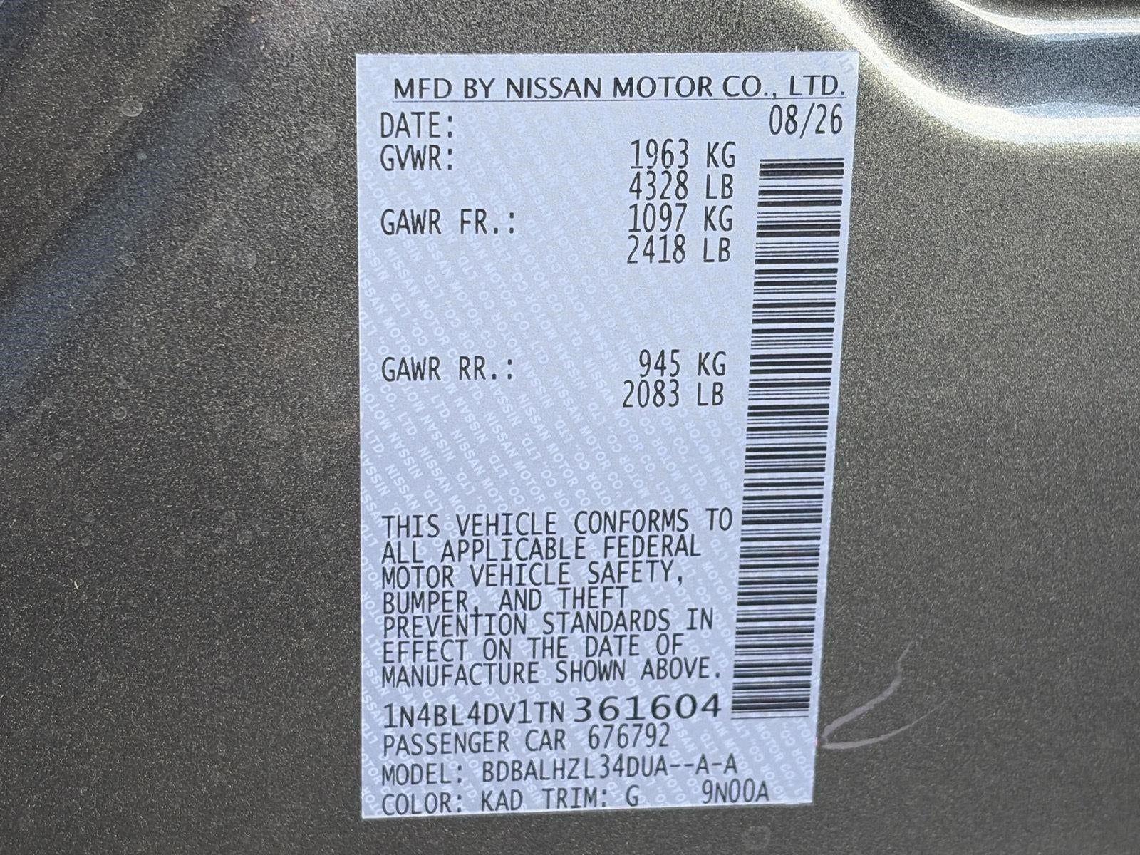 2026 Nissan Altima SV FWD