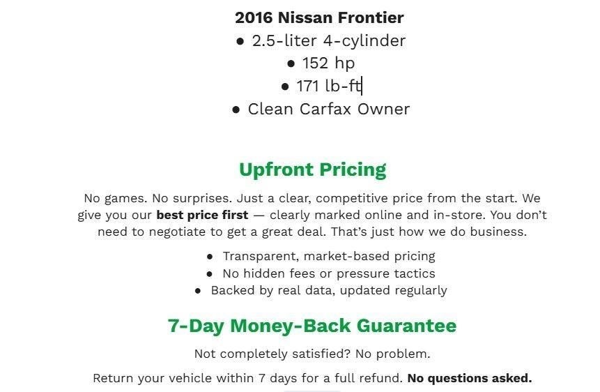2016 Nissan Frontier 4WD King Cab Auto SV