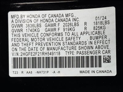 2024 Honda Civic Sedan LX CVT
