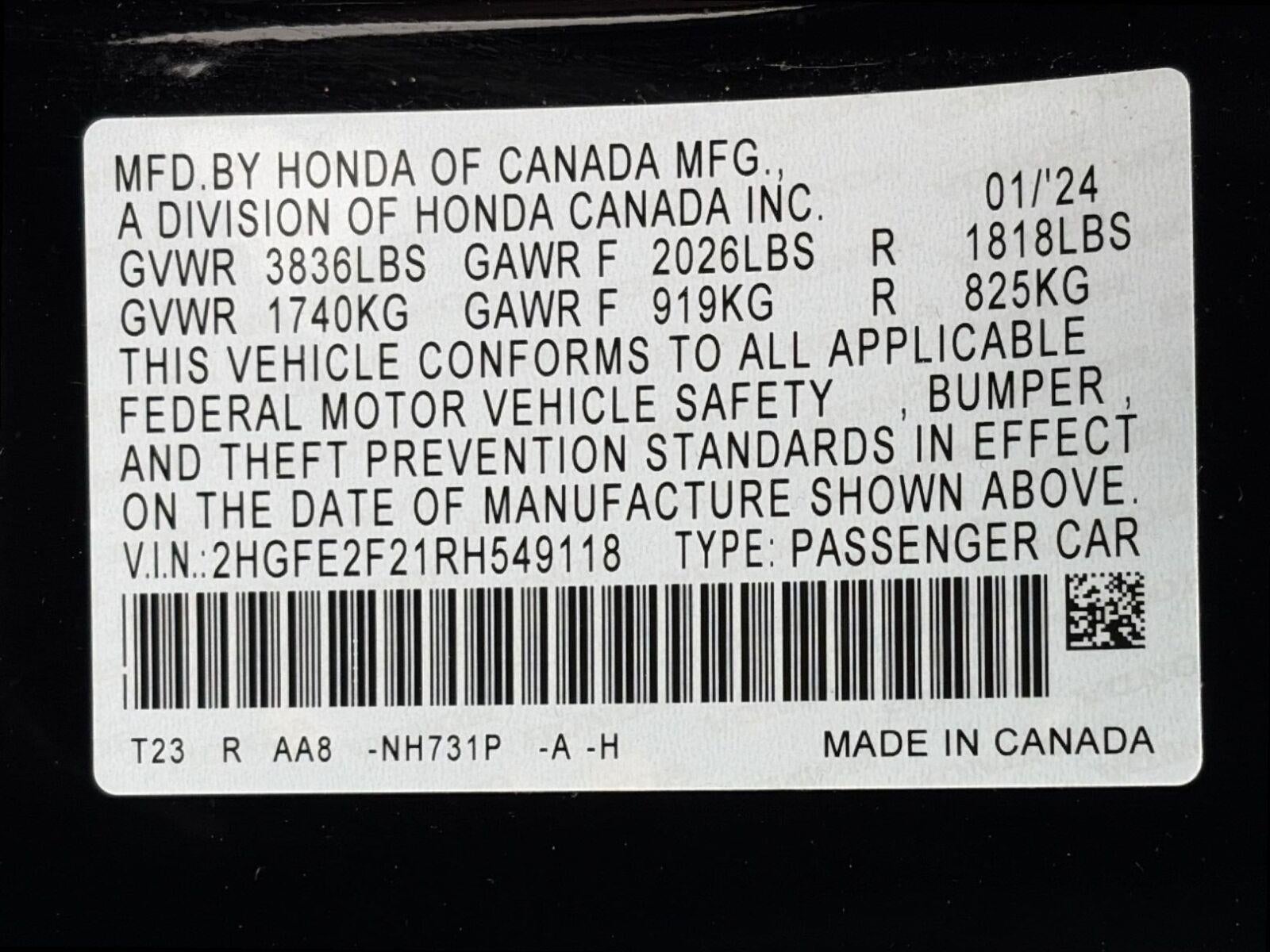 2024 Honda Civic Sedan LX CVT