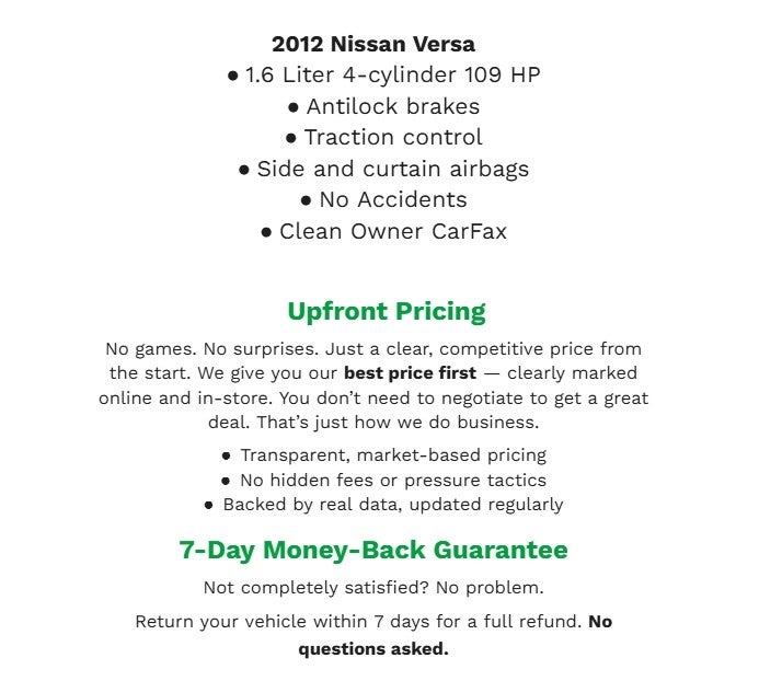 2012 Nissan VERSA SEDAN