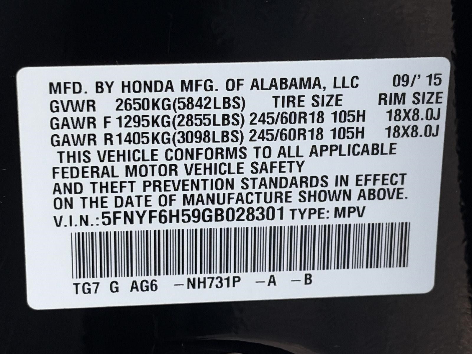 2016 Honda Pilot AWD 4dr EX-L