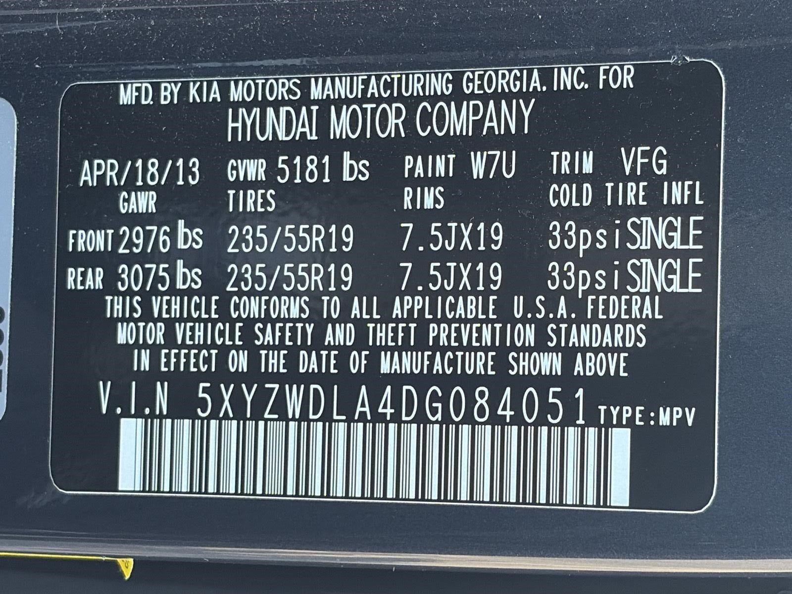 2013 Hyundai Santa Fe AWD 4dr 2.0T Sport