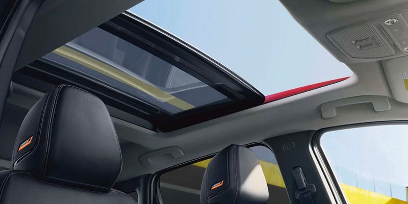 Interior view of Nissan with sunroof
